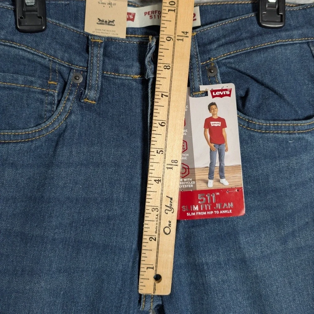 Levis 511 Slim Fit Boys Jeans Size 12 Reg 26x27 Medium Wash Performance Stretch